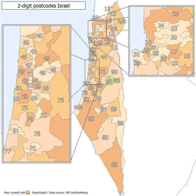 Jerusalem zip codes map